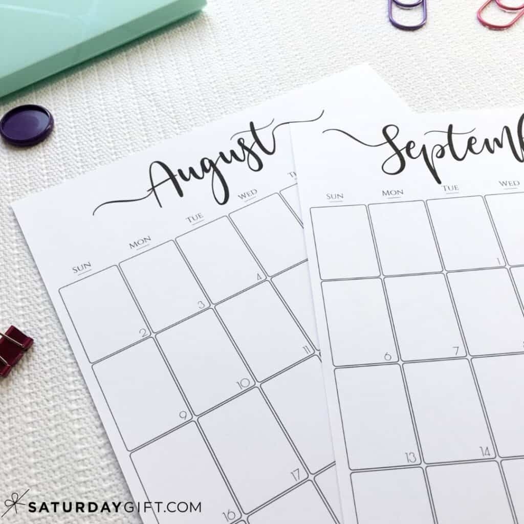 Aesthetic Printable Vertical Calendar 2025 By Saturday Gift