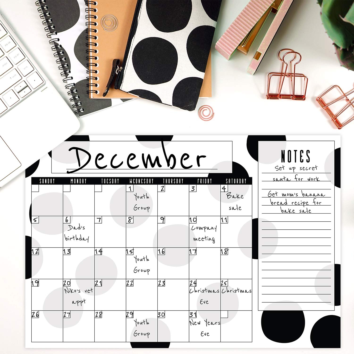 Amazon Black And White Geometric Sticky Note Desk Calendar 16 25 X 11 Repositionable Fill in Calendar Large 18 Month Undated Wall Calendar Office Products