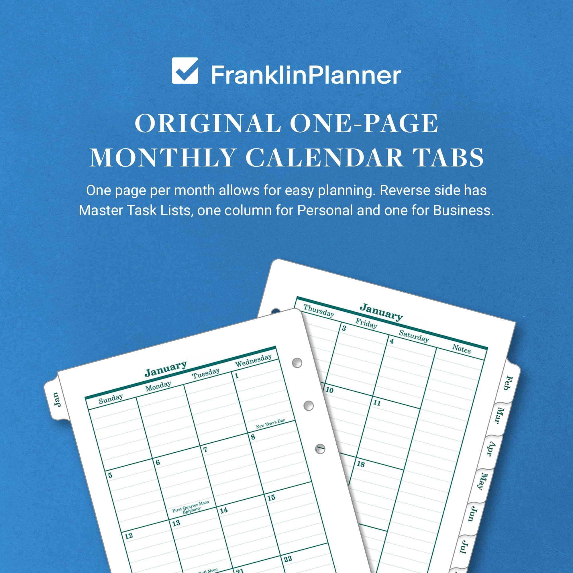 Amazon FranklinCovey Original Two Page Monthly Calendar Tabs Pocket Jan 2025 Dec 2025 Office Products