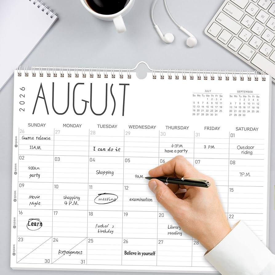 Amazon GuassLee 2025 Wall Calendar 12 Monthly Calendar From September 2025 To August 2026 14 X 11 2025 2026 Hanging Calendar With Spiral Binding Week Numbers For School Home Office Planning Organizing Office Products