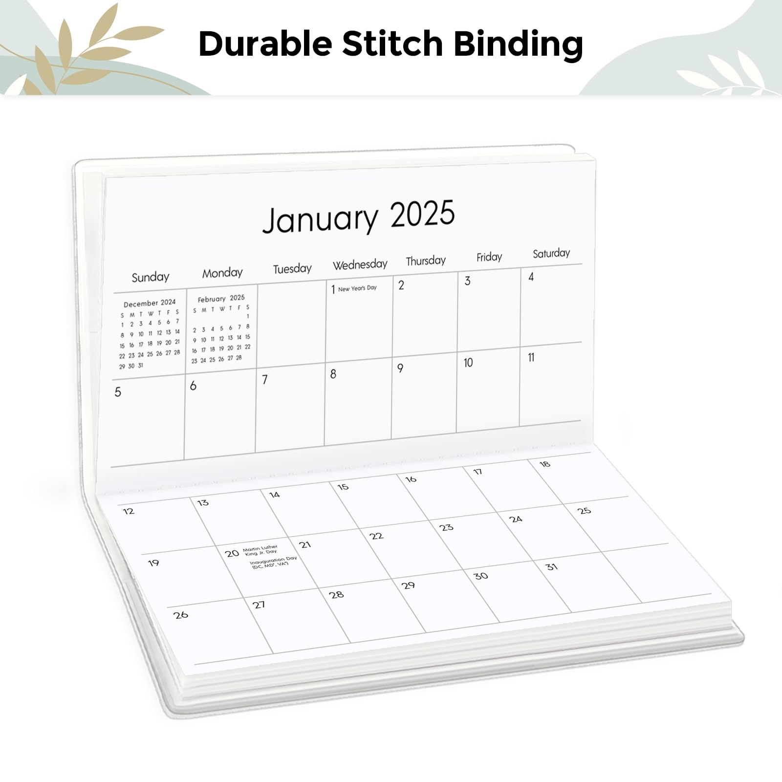 Amazon SKYDUE Pocket Calendar 2025 2026 For Purse 6 5 X 3 5 24 Months Pocket Planner With Soft Waterproof Cover And Premium Paper Green Office Products