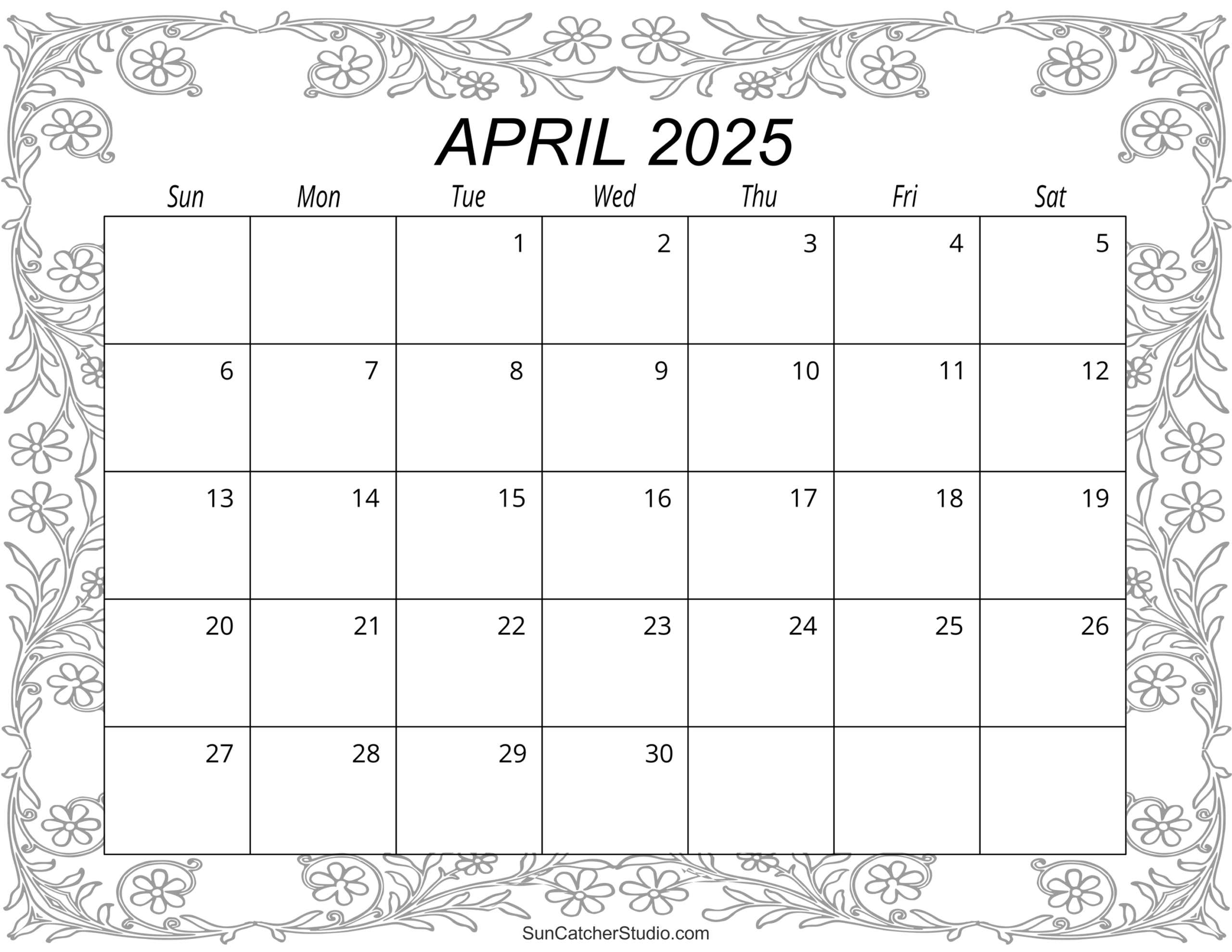 April 2025 Calendar Free Printable Free Printables Monograms 
