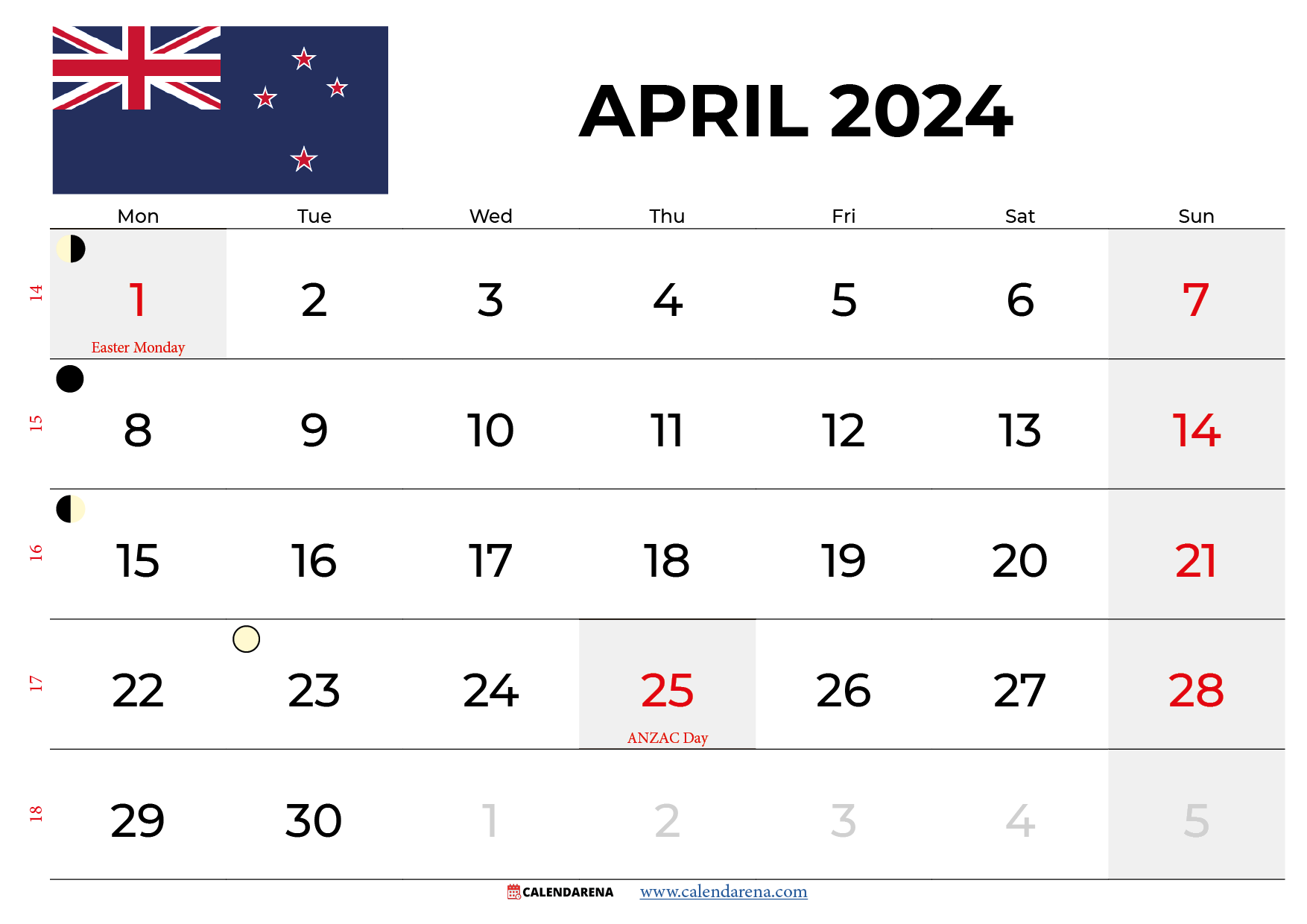 April Calendar 2024 Nz With Holidays
