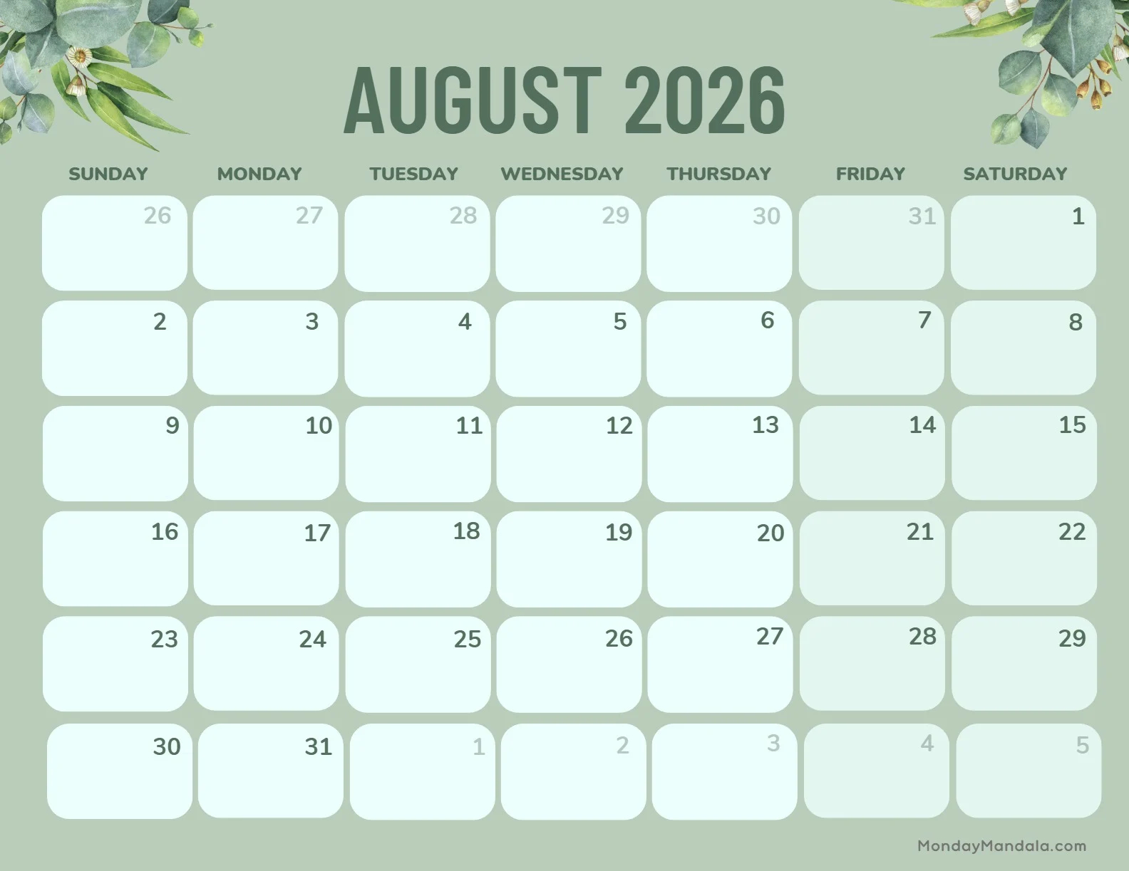 august 2026 calendars 52 free pdf printables