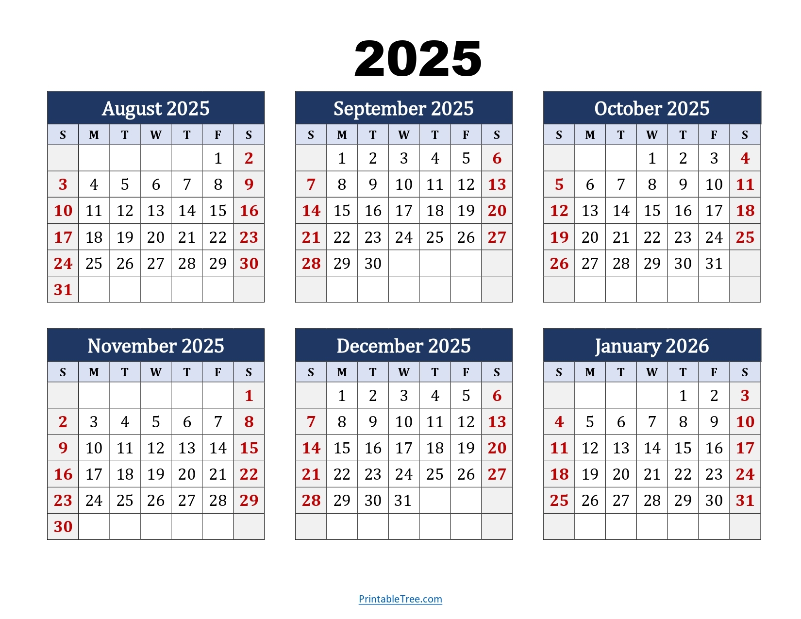 Printable 2025-2026 Blank Calendar