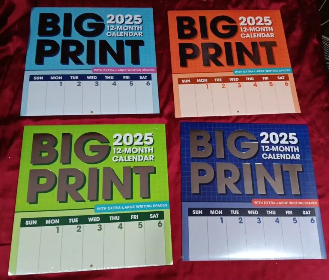 big print 2025 wall calendar 12 x24 open fast delivery ebay