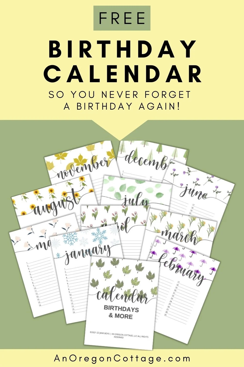 Free Printable Seasonal Calendars Free Printable Seasonal Calendars