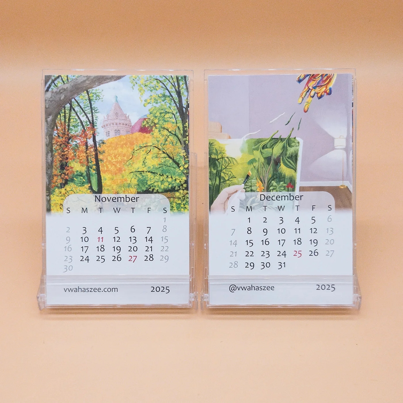 Bulk Savings 10 pack 2025 Desktop Calendar Business Card Size Vwahaszee