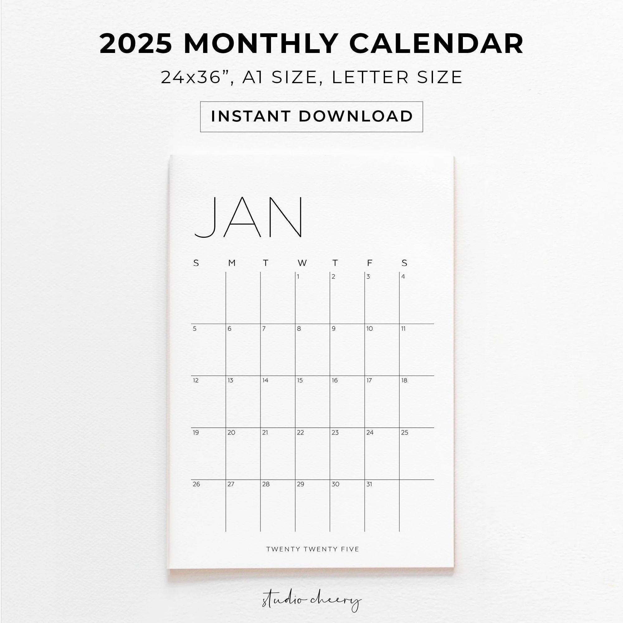 Buy 2025 Calendar Printable Calendar 2025 Big Wall Calendar 2025 Printable Calendar Template Family Calendar Planner Inserts Digital PDF Online In India Etsy