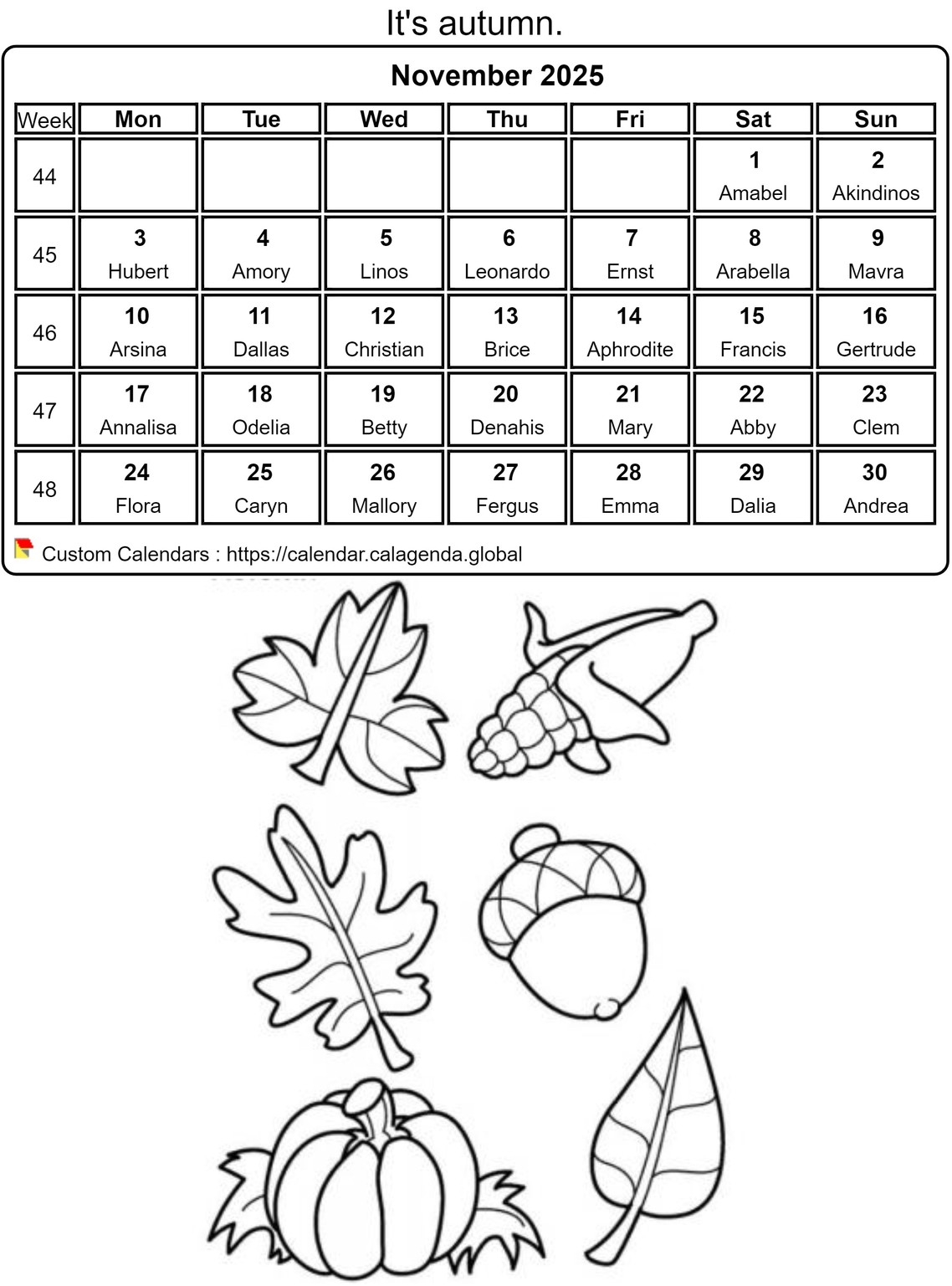 November 2025 Calendar Kids Printable November 2025 Calendar Kids Printable