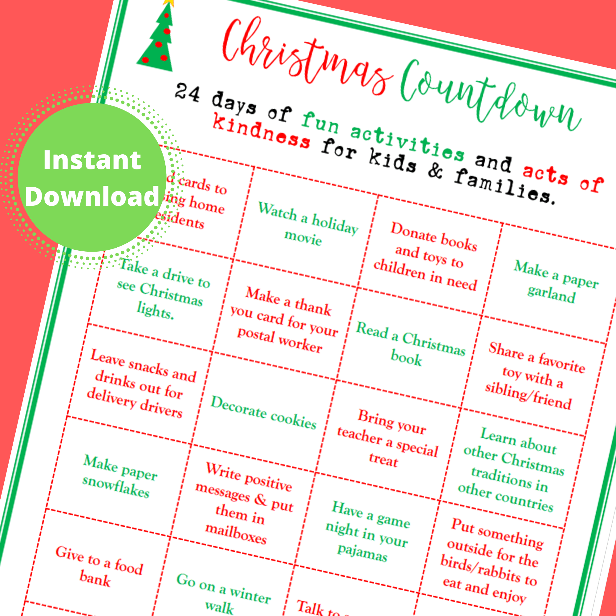 Advent Calendar Printable Activities