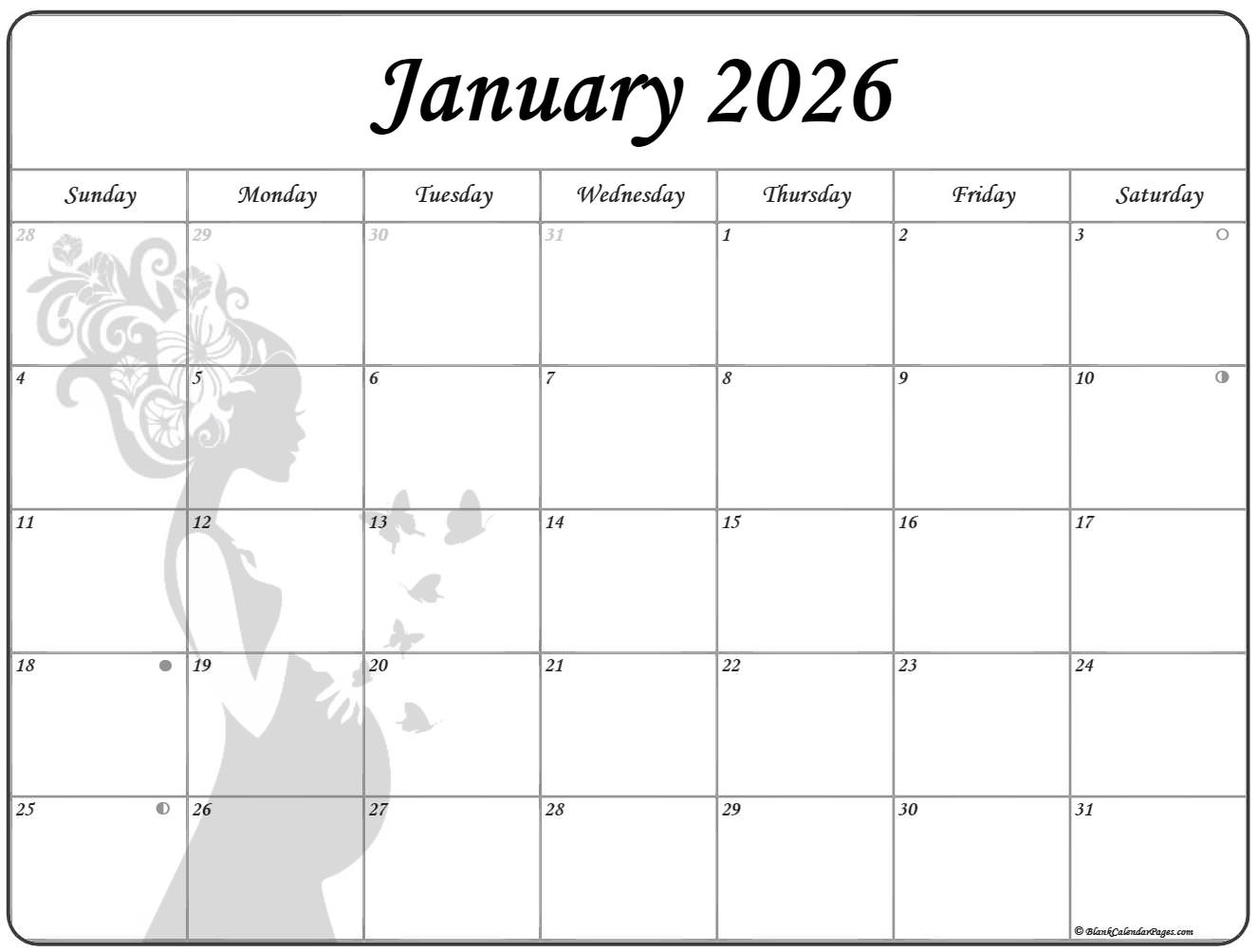 Blank January 2026 Calendar Printable