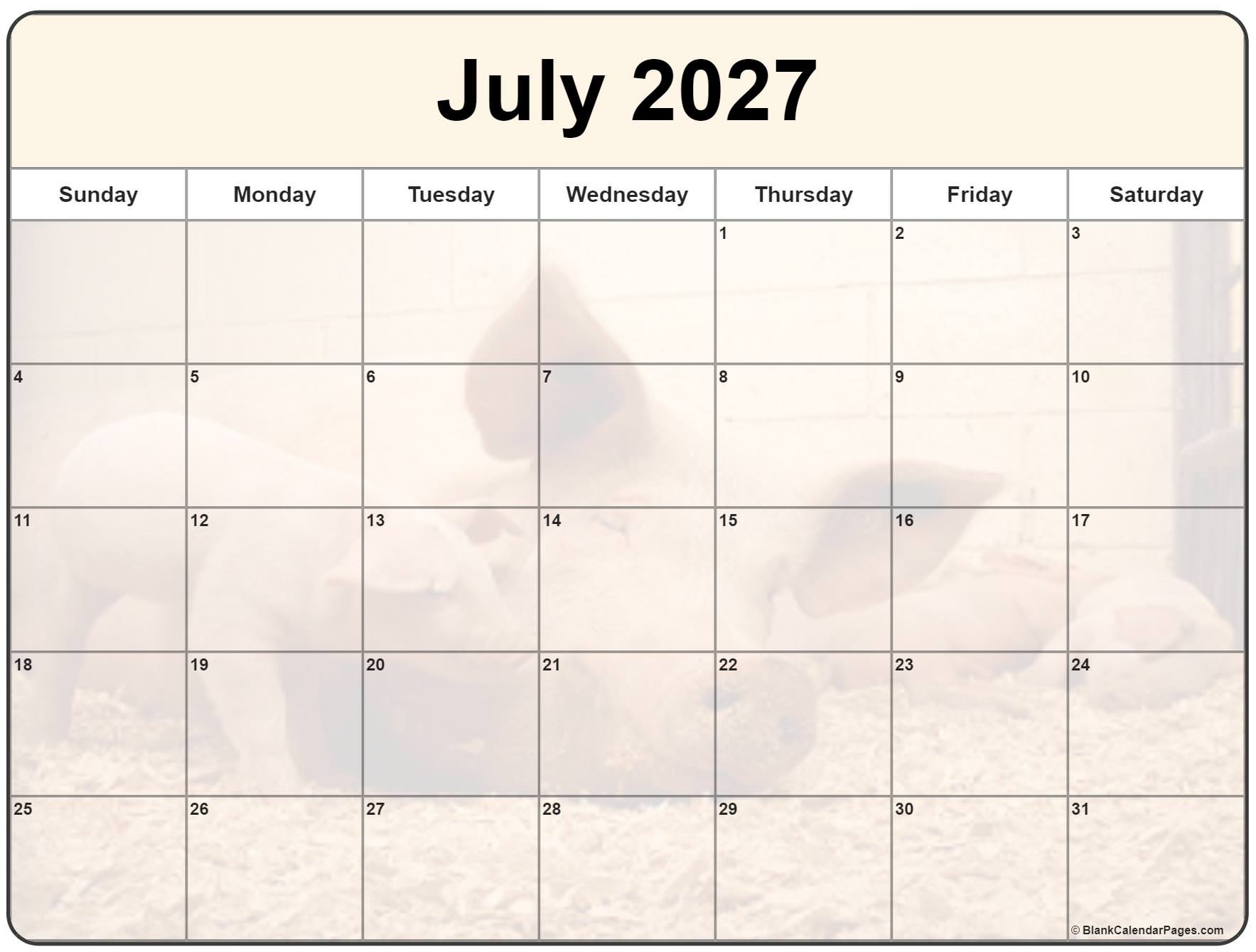Collection Of July 2027 Photo Calendars With Image Filters 