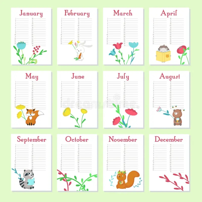 Cute Blank Calendar Template Stock Illustrations 3 345 Cute Blank Calendar Template Stock Illustrations Vectors Clipart Dreamstime