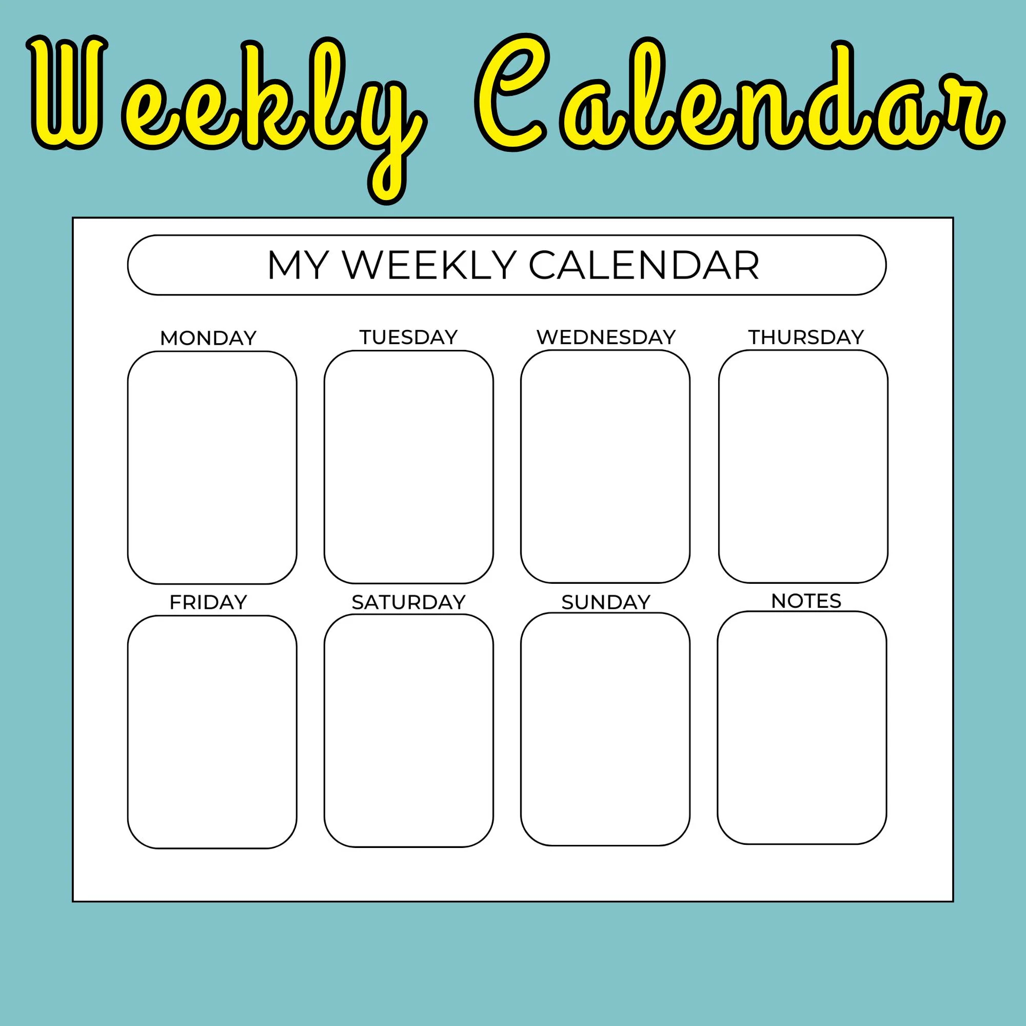 Cute Fun And Easy Simple Weekly Planner Daily Calendar Printable Simple Pdf Etsy