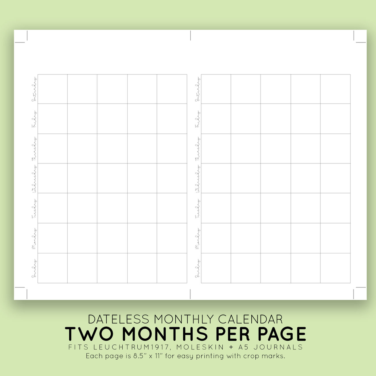 dateless monthly printable calendar habit tracker kit laura kinker