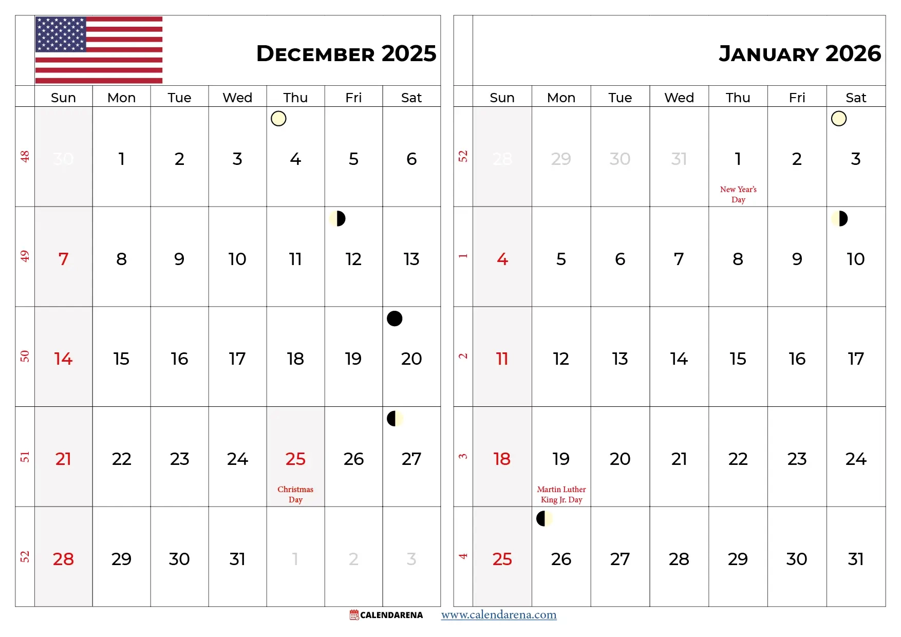 December 2025 Calendar With All US Holiday Dates