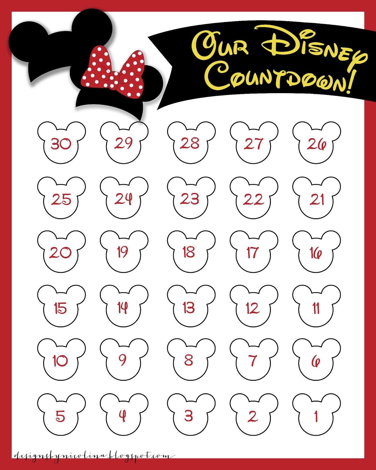 DISNEY COUNTDOWN FREE PRINTABLE Nicolina
