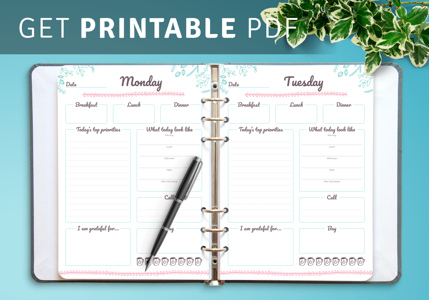7 Day Weekly Calendar Printable