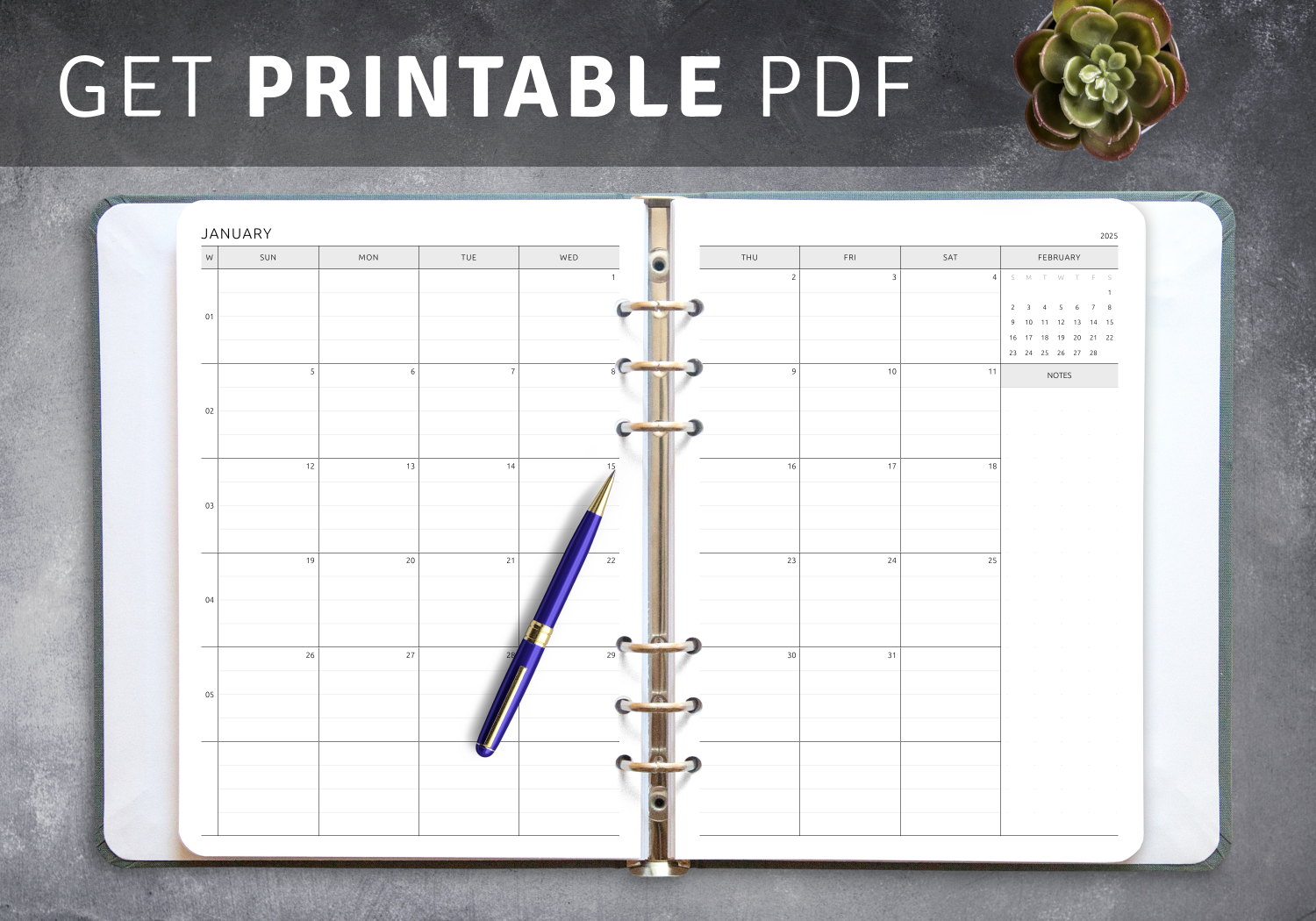Download Printable Two Page Lined Monthly Calendar PDF Download Printable Two Page Lined Monthly Calendar PDF