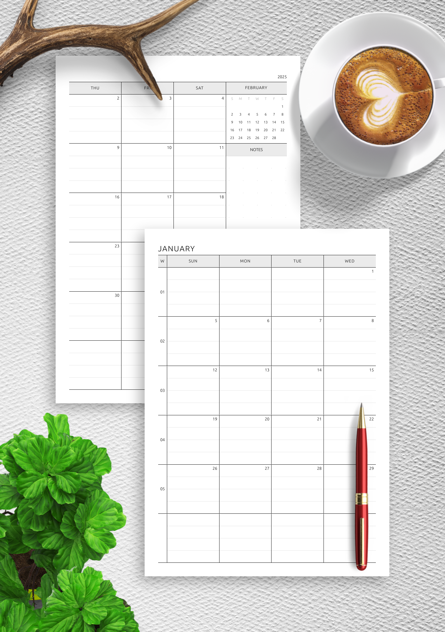 Download Printable Two Page Lined Monthly Calendar PDF Download Printable Two Page Lined Monthly Calendar PDF
