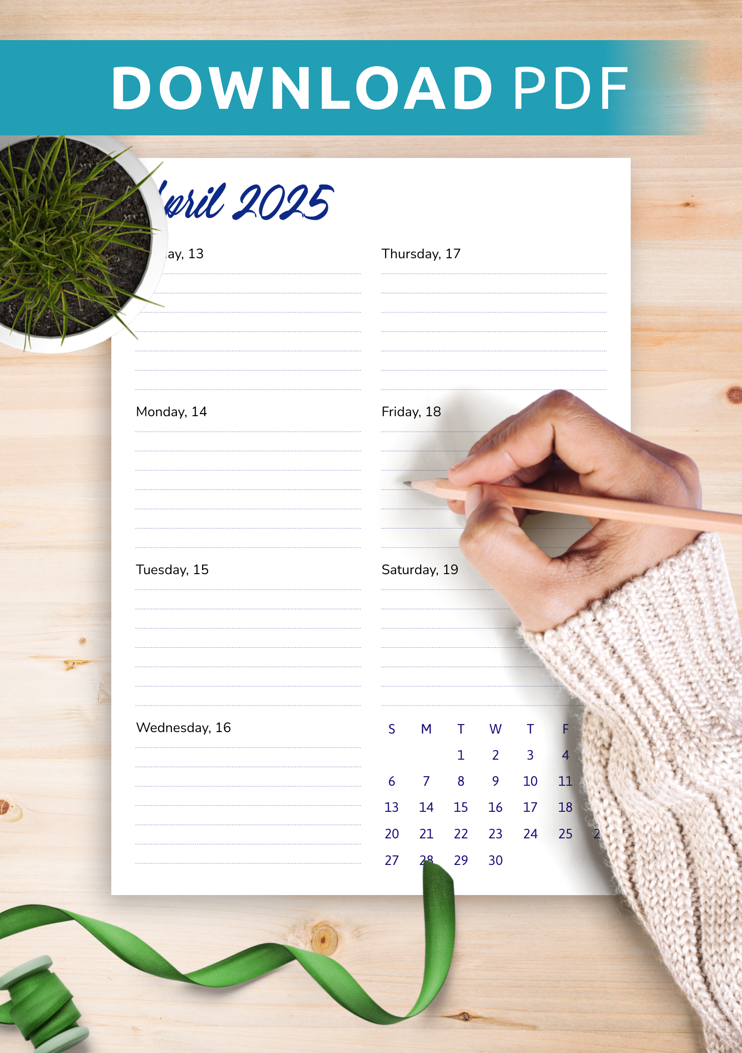 Download Printable Weekly Calendar Template PDF