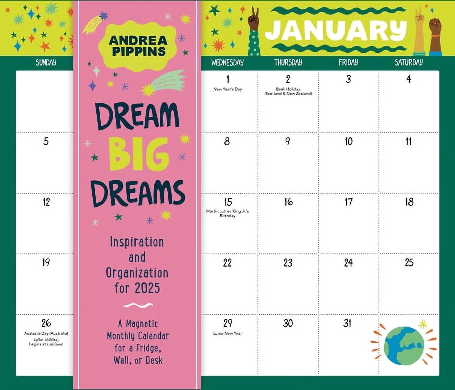 Dream Big Dreams Inspiration And Organization For 2025 A Magnetic Monthly Calendar For A Fridge Wall Or Desk Walmart