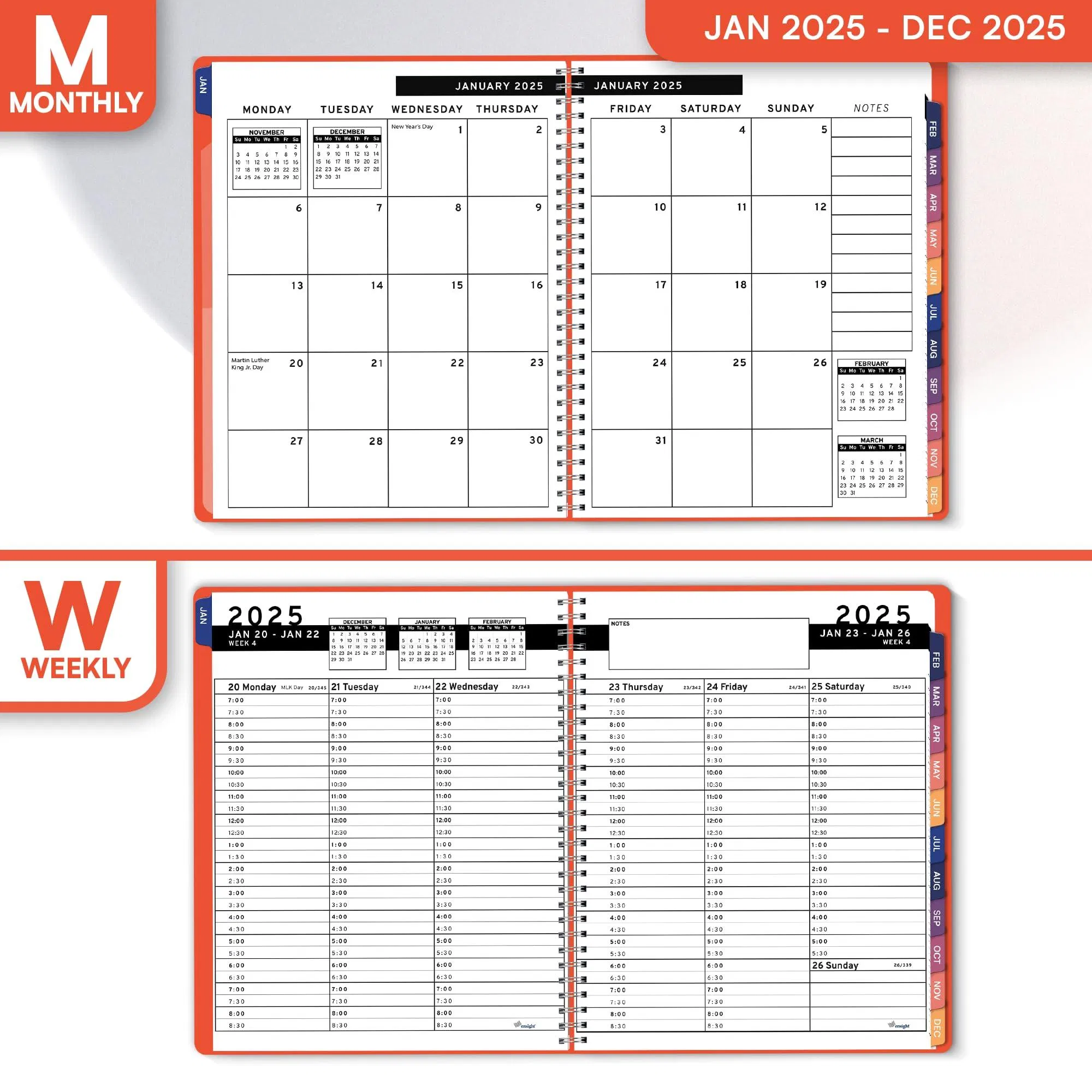 dropship 2025 appointment book planner peach color 6 5x8 5 inch large tabbed daily hourly weekly planner calendar schedule book 30 minute time slots business personal planner jan 2025 dec 2025 to