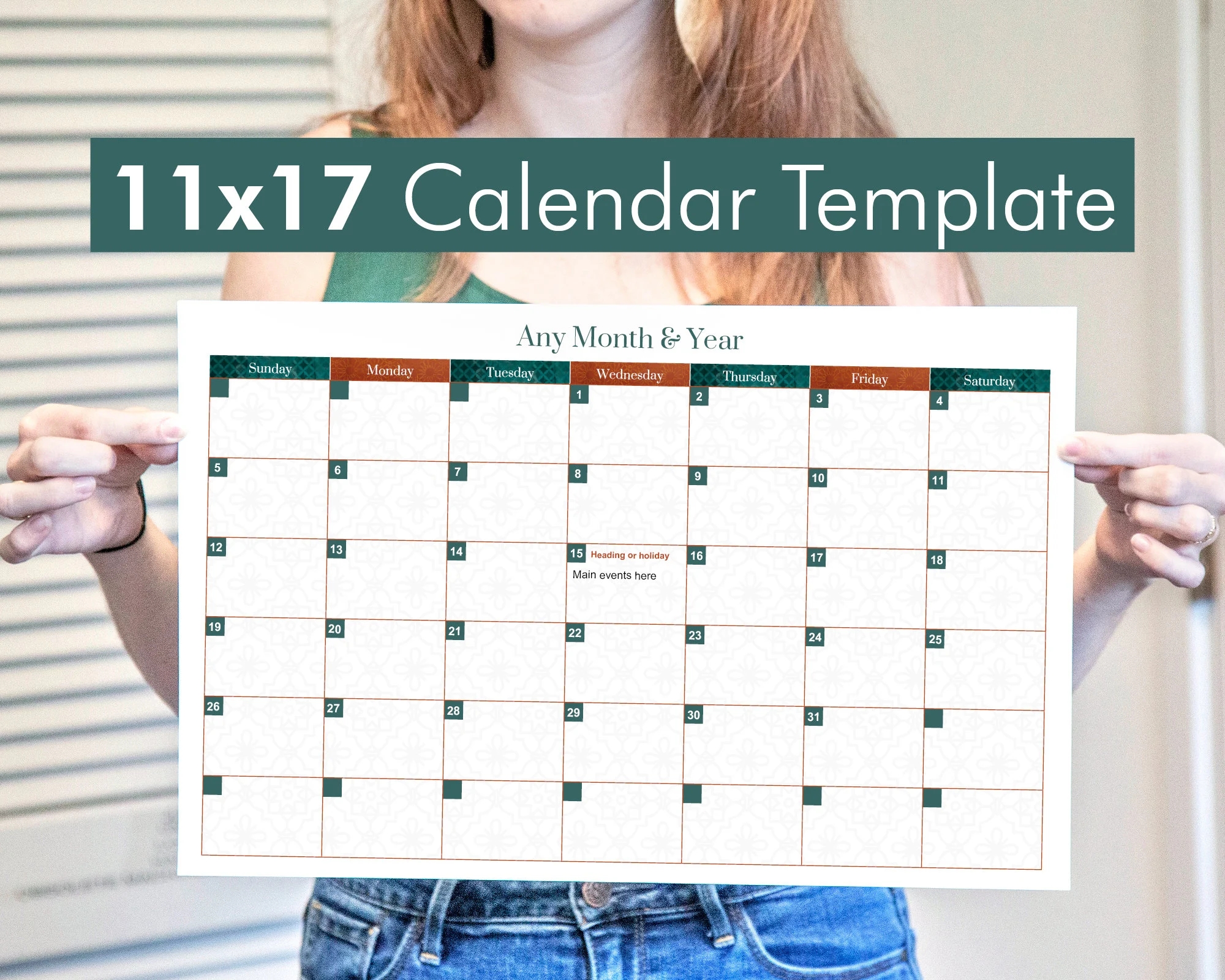 Editable 11 By 17 Calendar Etsy