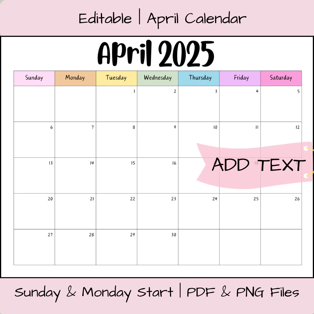 Free Printable April Calendars