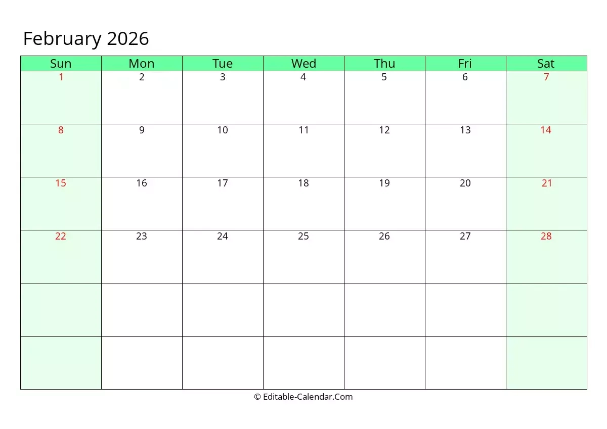 February 2026 Printable Calendar With Holidays