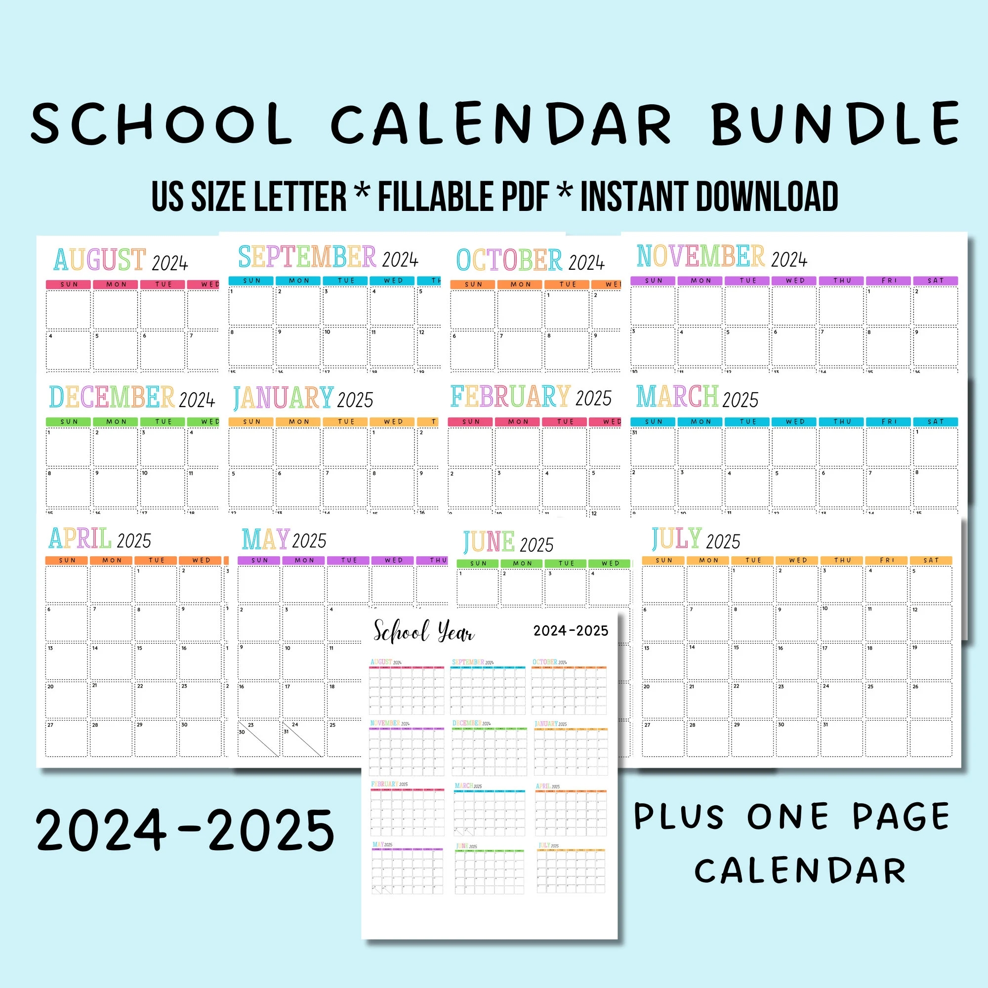 Editable School Calendar 2024 2025 Etsy