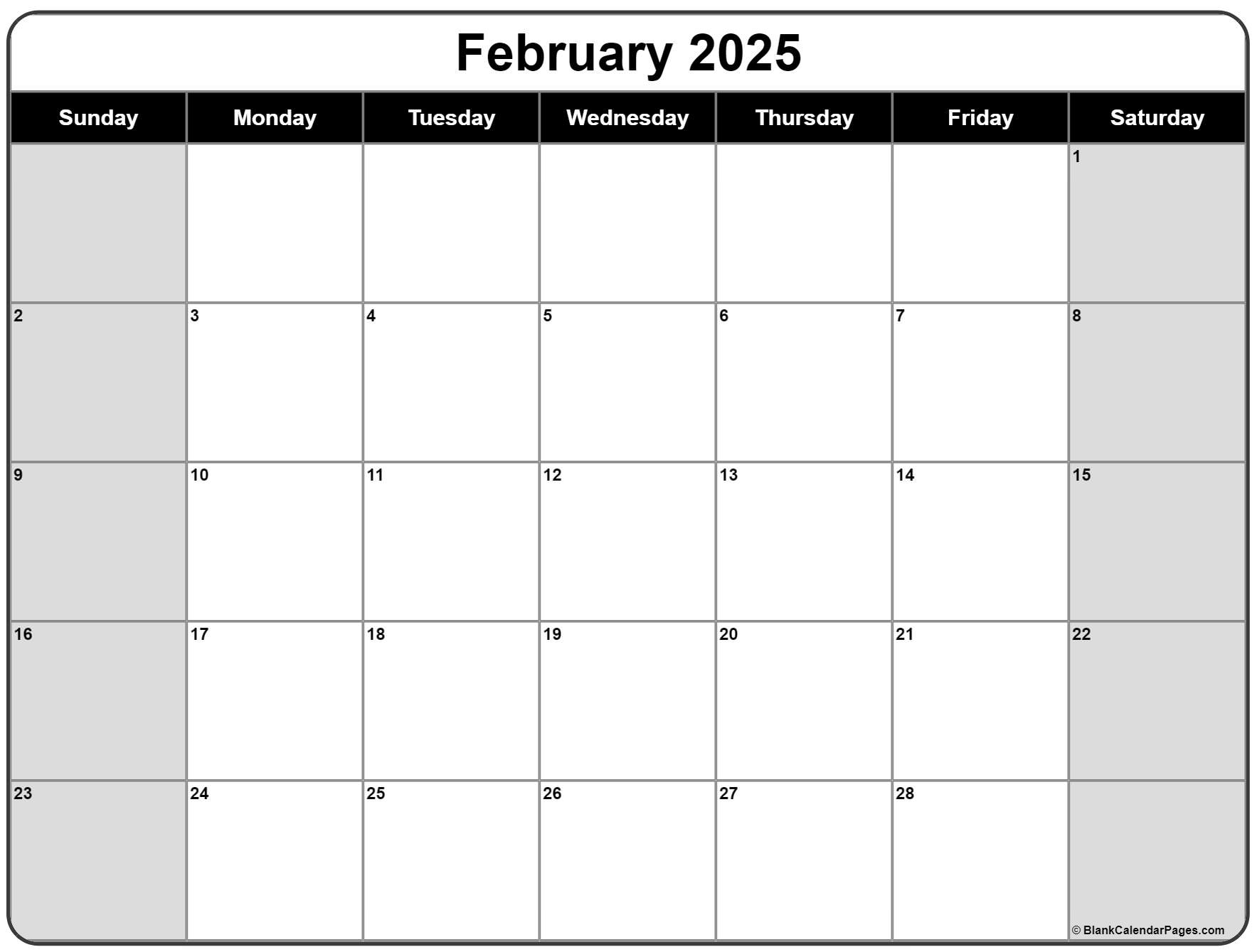 Calendar 2025 Blank Printable
