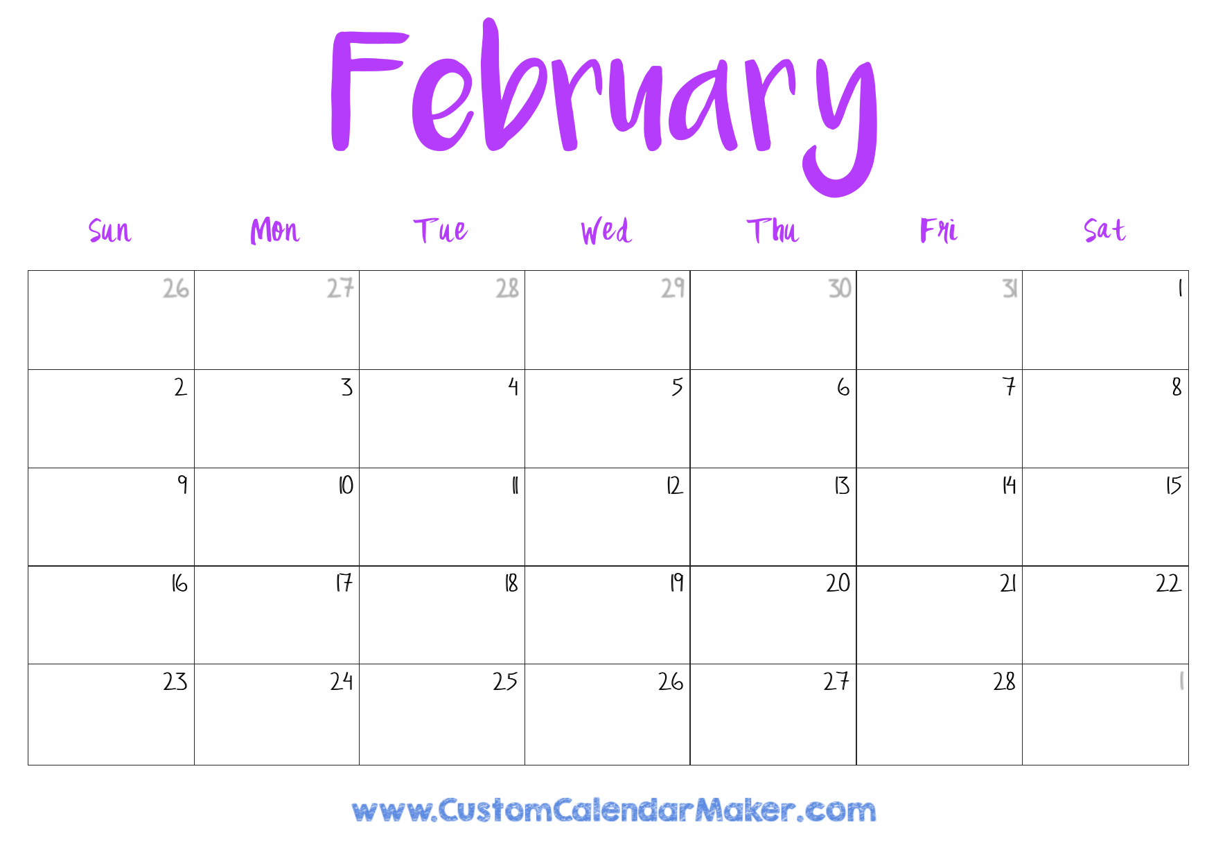 February 2025 Printable Calendar 23 Free Templates PDF Custom Calendar Maker