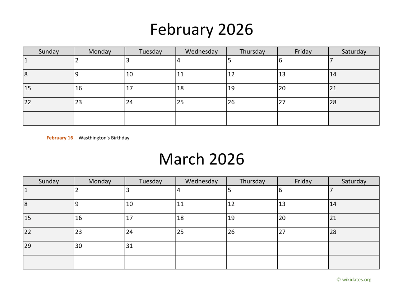 Free Printable Feb 2026 Calendar