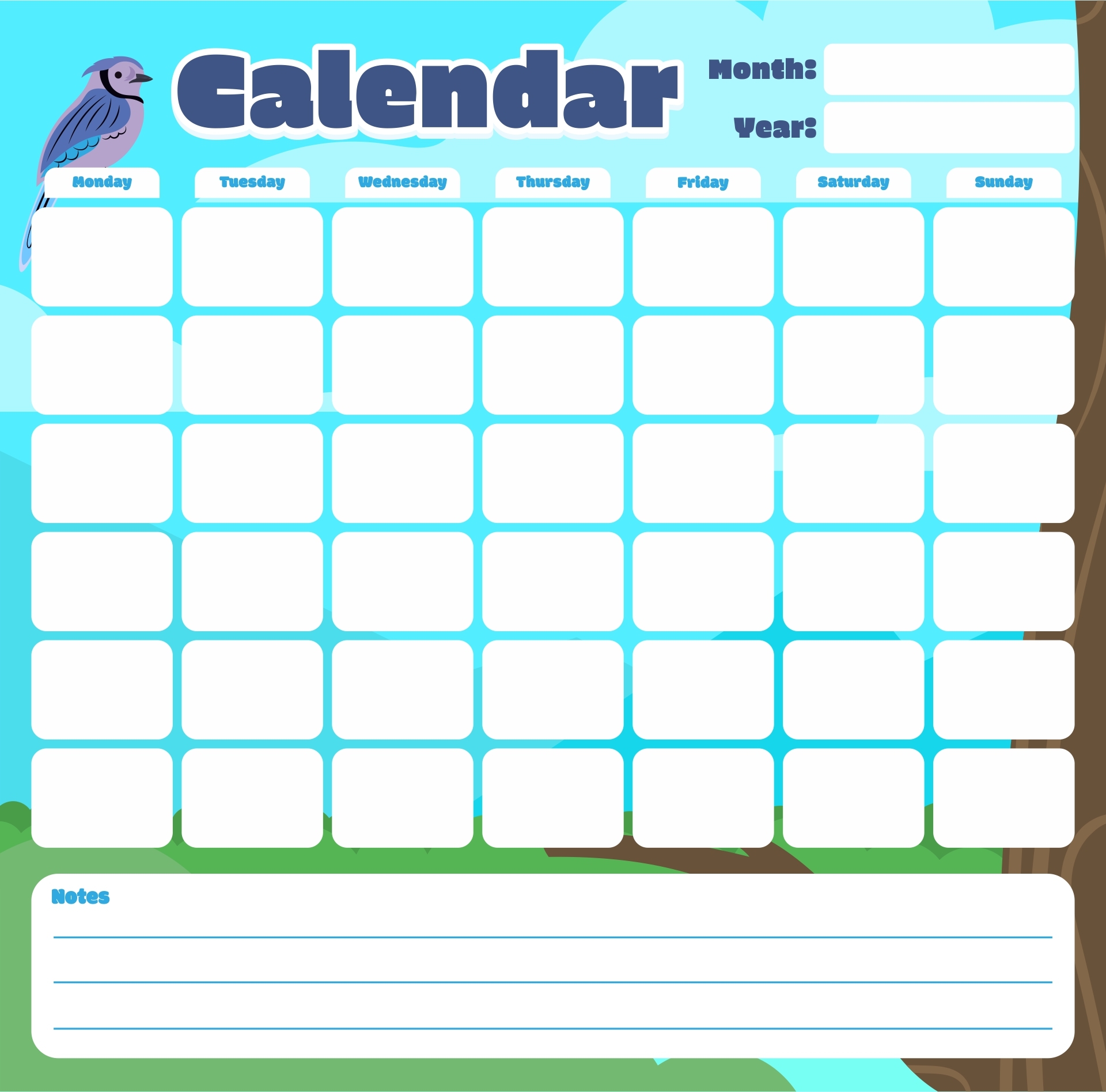 Fill In Blank Calendar 10 Free PDF Printables Printablee