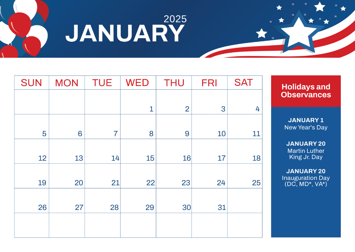 free 2025 printable monthly calendar template to edit online
