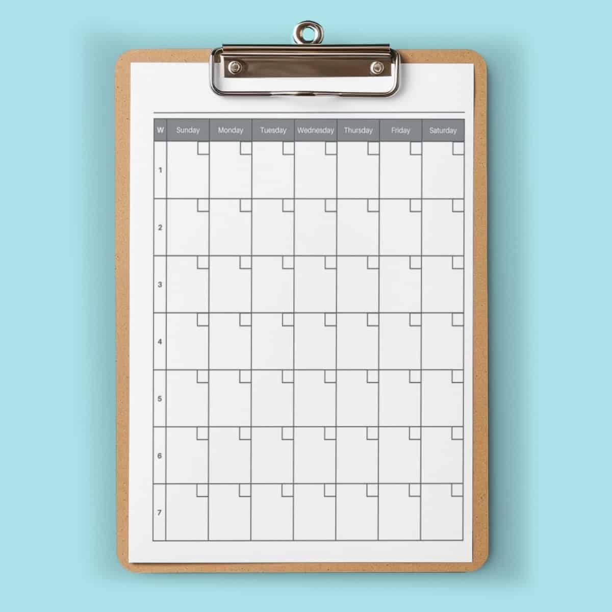7 Day Week Calendar Printable