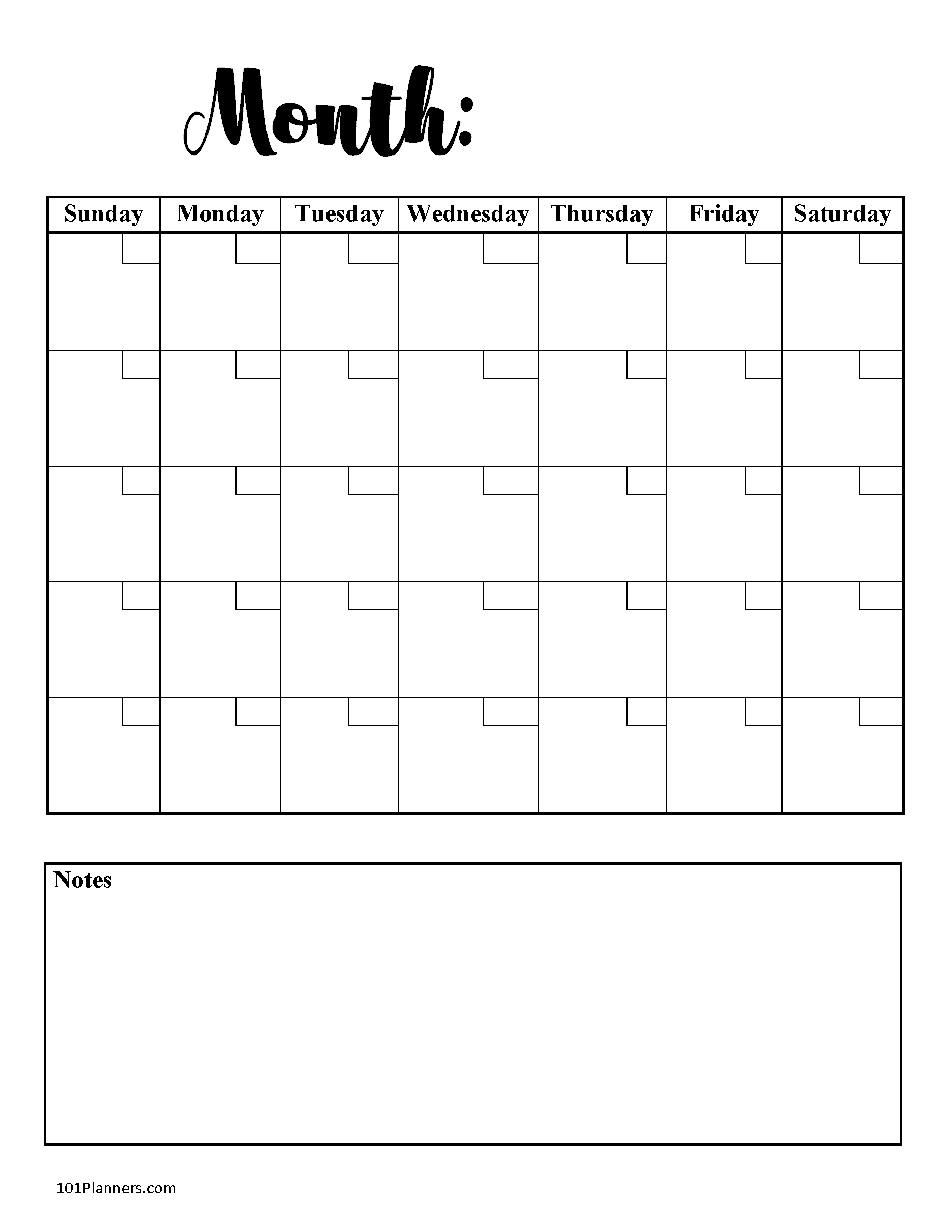 Free Printable Blank Customizable Calendar