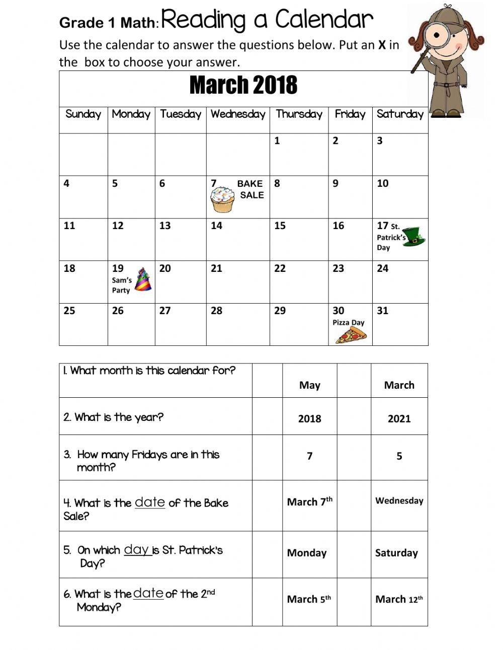 Calendar Printable 1st Grade Calendar Printable 1st Grade