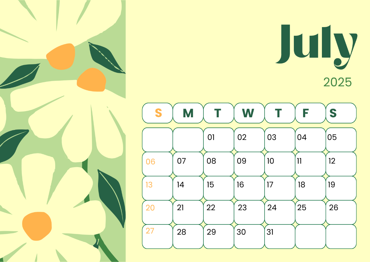 Free July 2025 Calendar Templates Editable And Printable