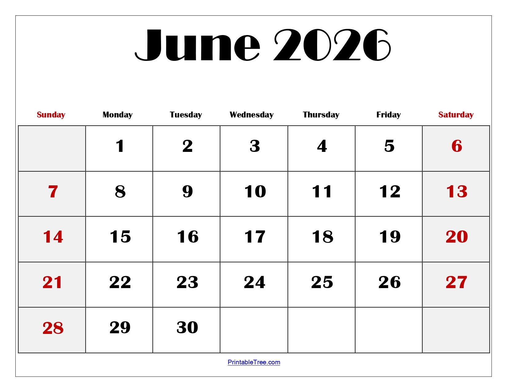 free june 2026 calendar printable pdf with holiday templates
