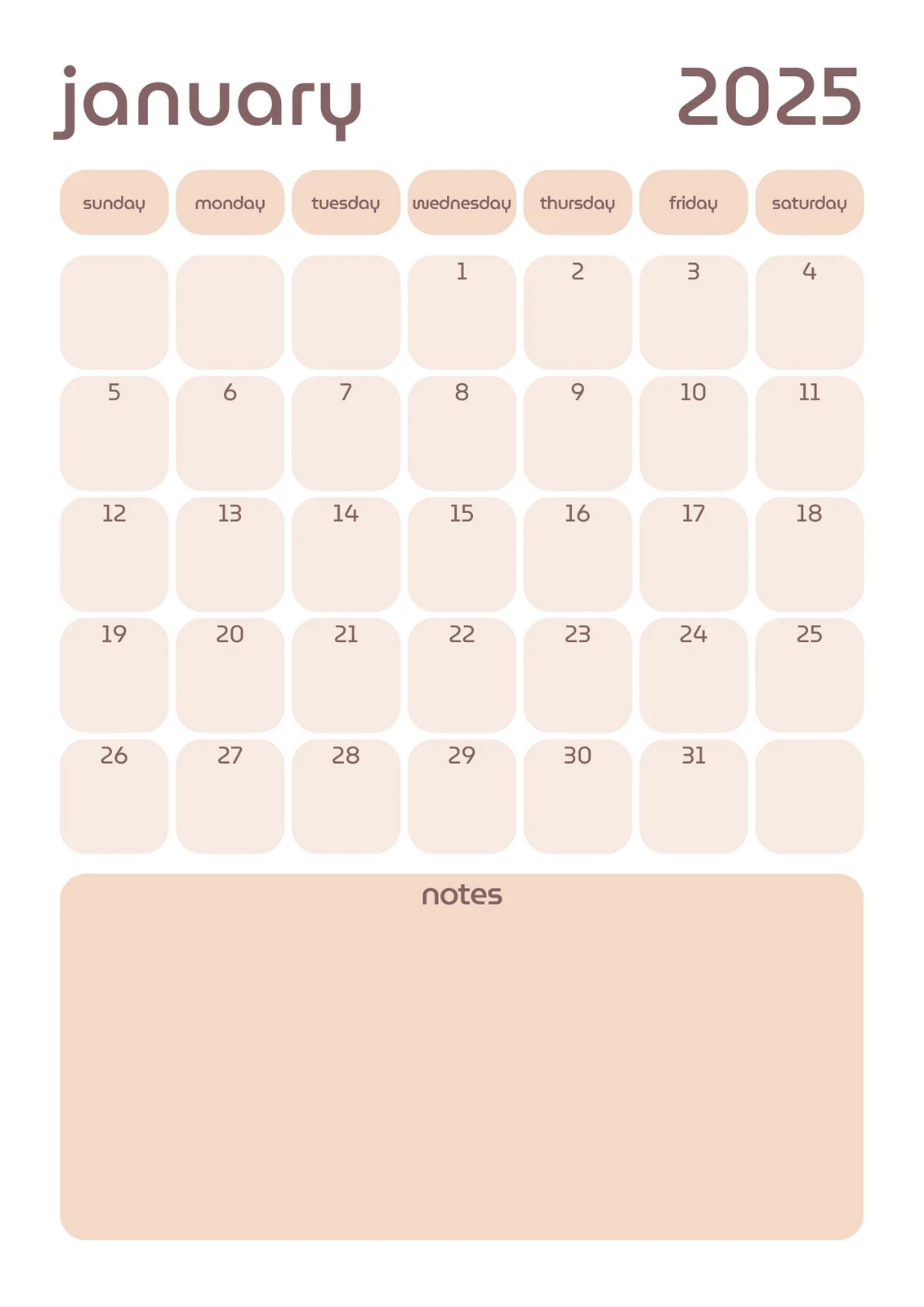 Printable Calendar With Big Squares