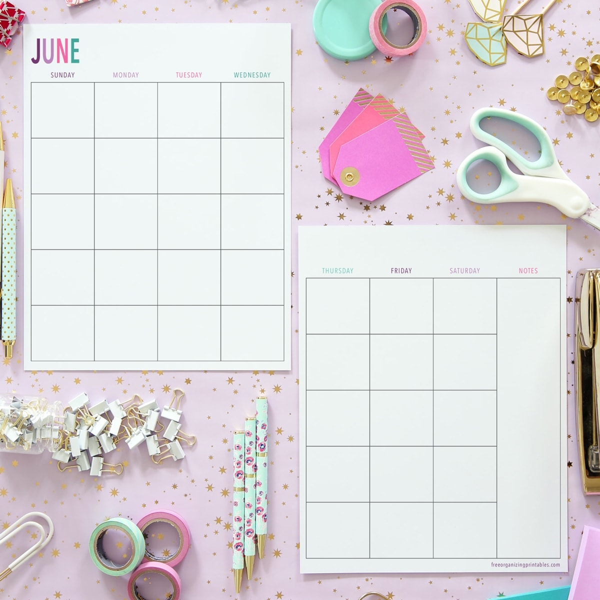 free printable 2 page blank monthly calendar 2025
