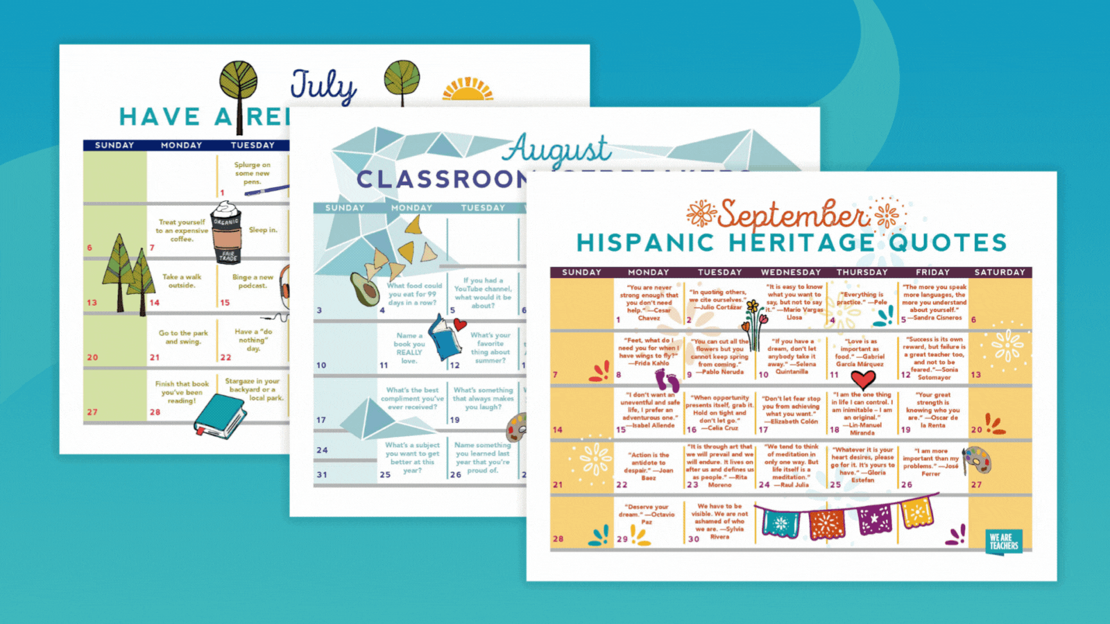 Printable Monthly Calendars 2025-26