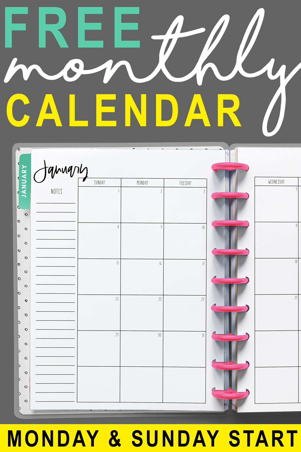 Monthly 2025 Calendar Printable Pinterest