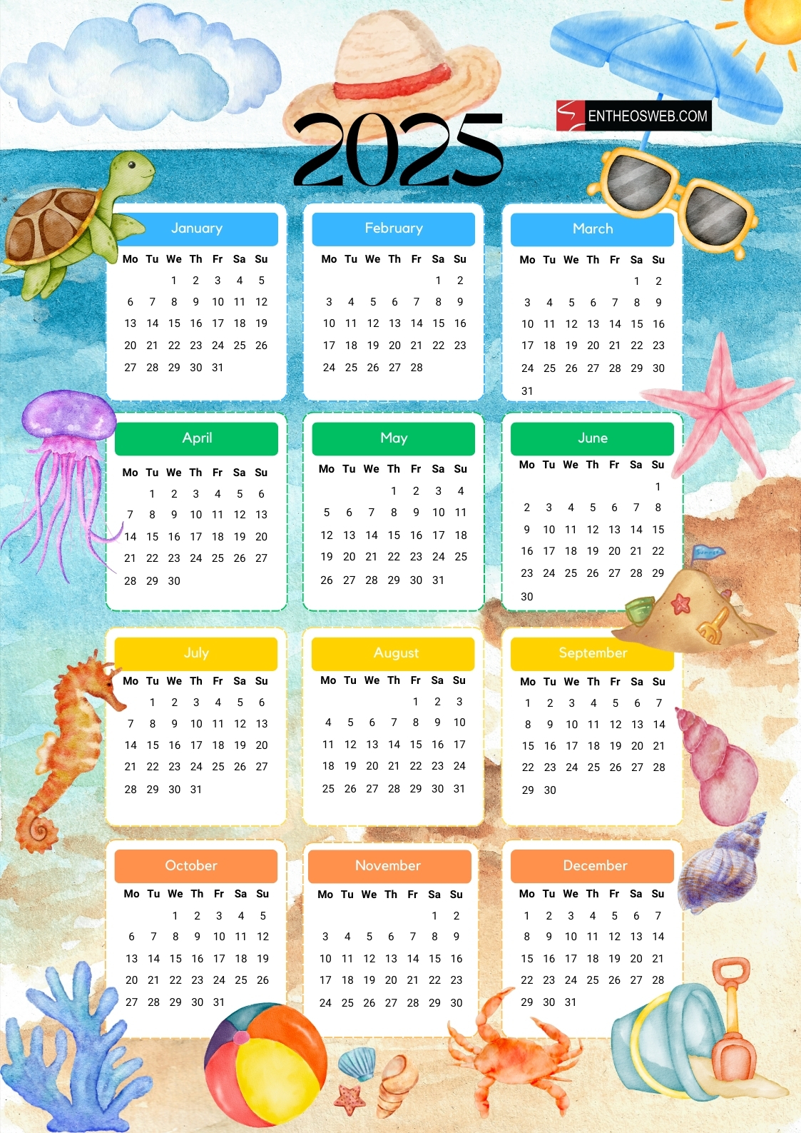 Yearly Calendar 2025 Printable