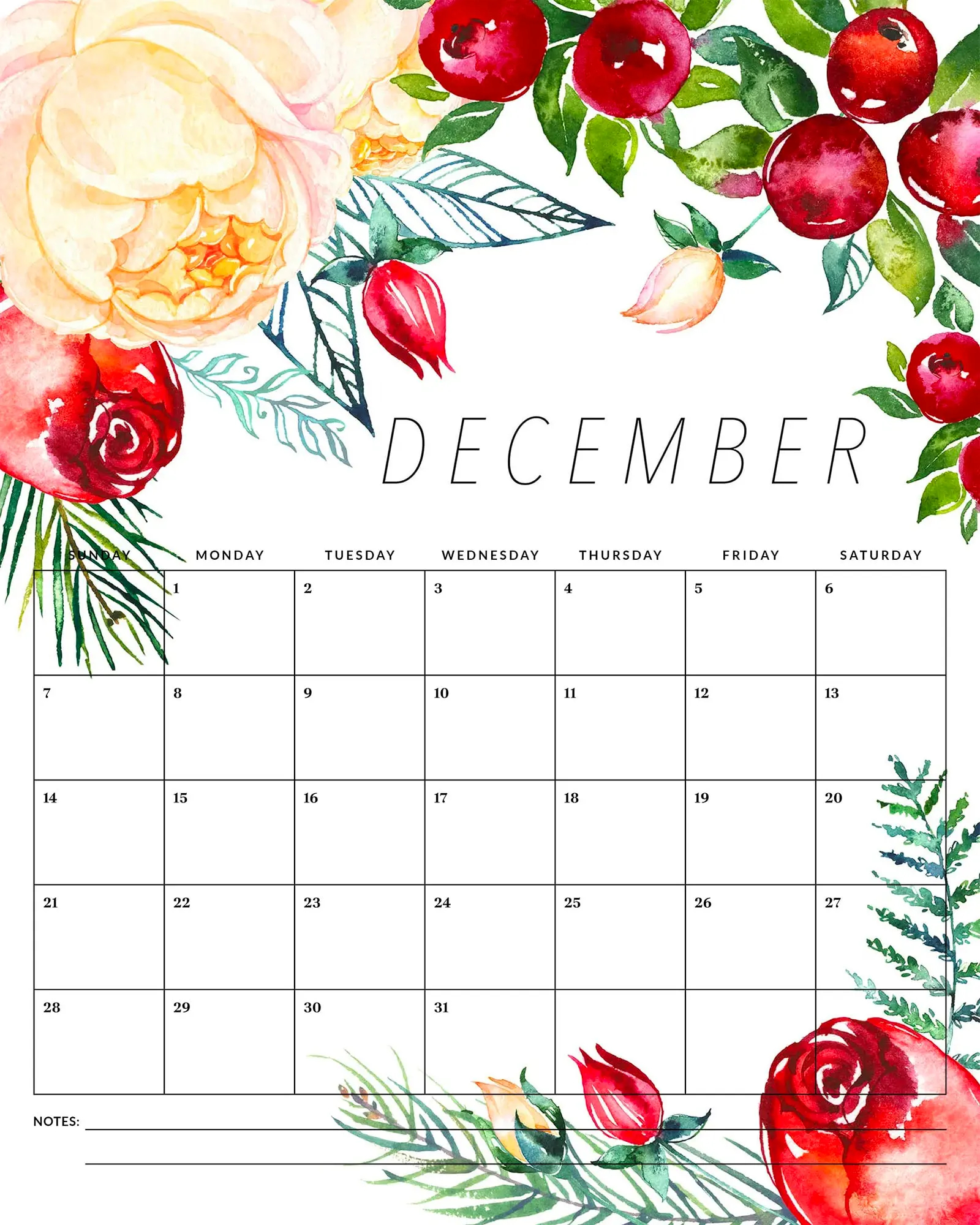 Free Printable 2025 Calendar With Flowers
