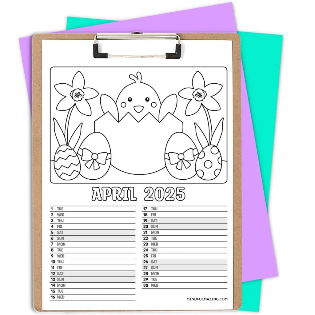 Free Printable Calendar Pages For Kids