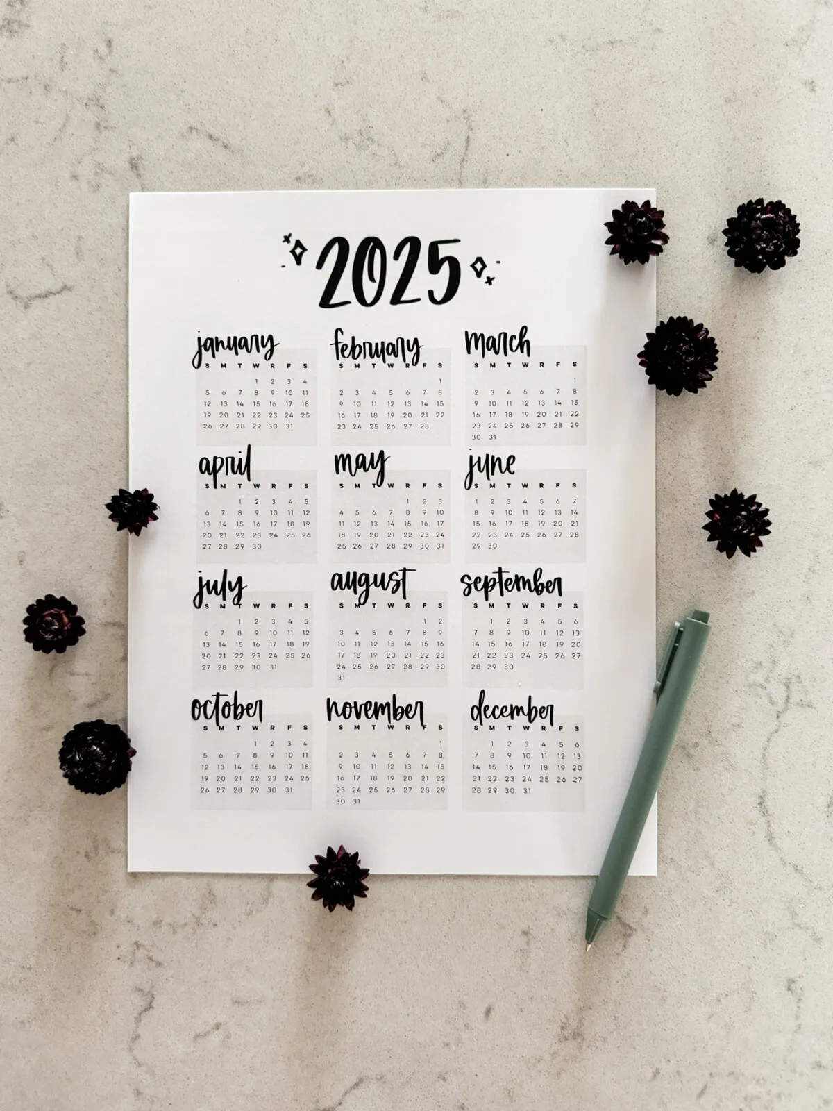 Printable Yearly Calendar 2025 Free